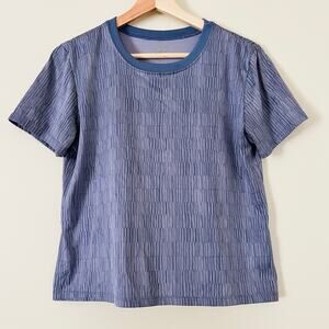 Patagonia Cropped Capilene Baselayer Tee Ice Blue Print Medium USA Made Shirt